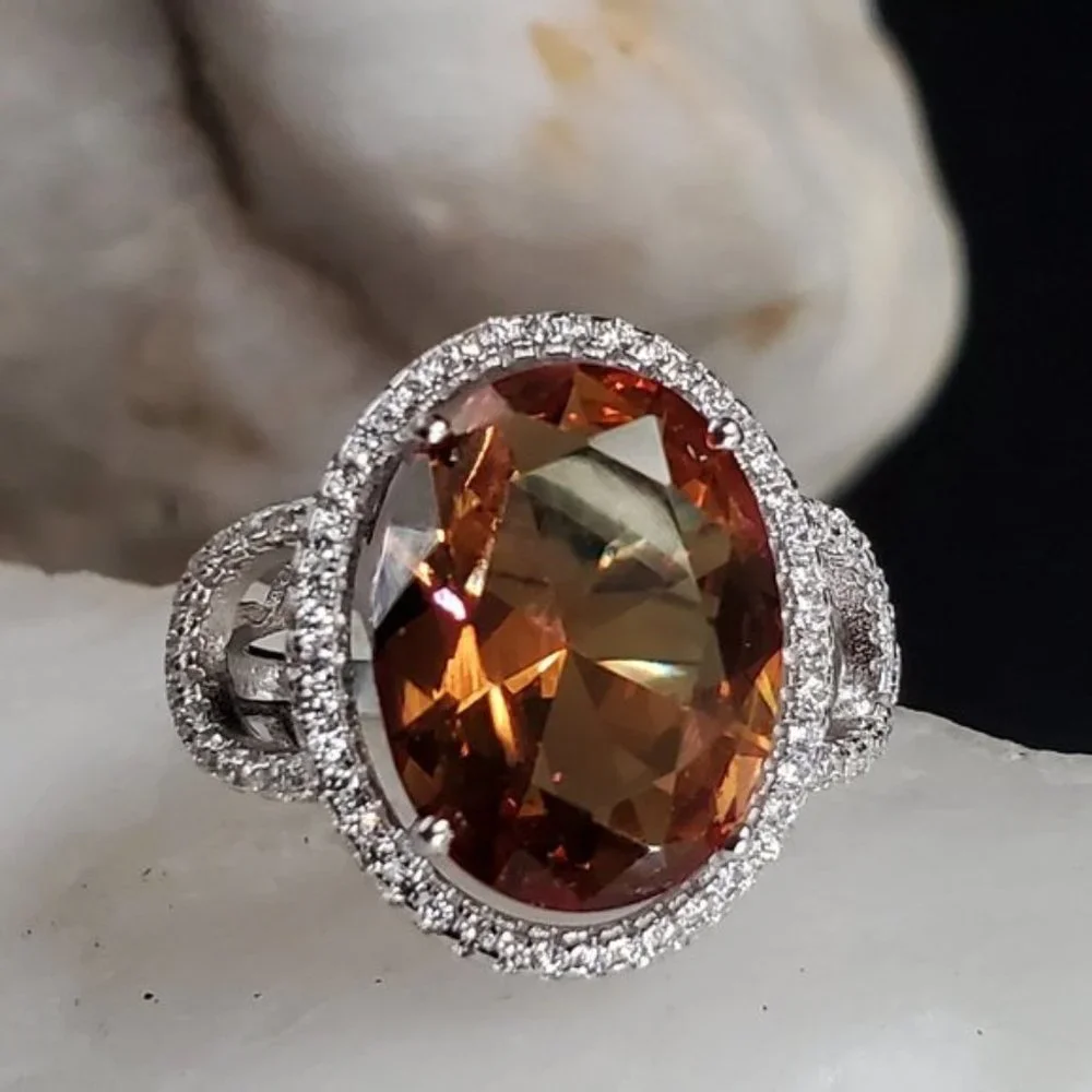 Sterling Silver 925 Ring Alexandrite Stone White Topaz Unique Silversmith